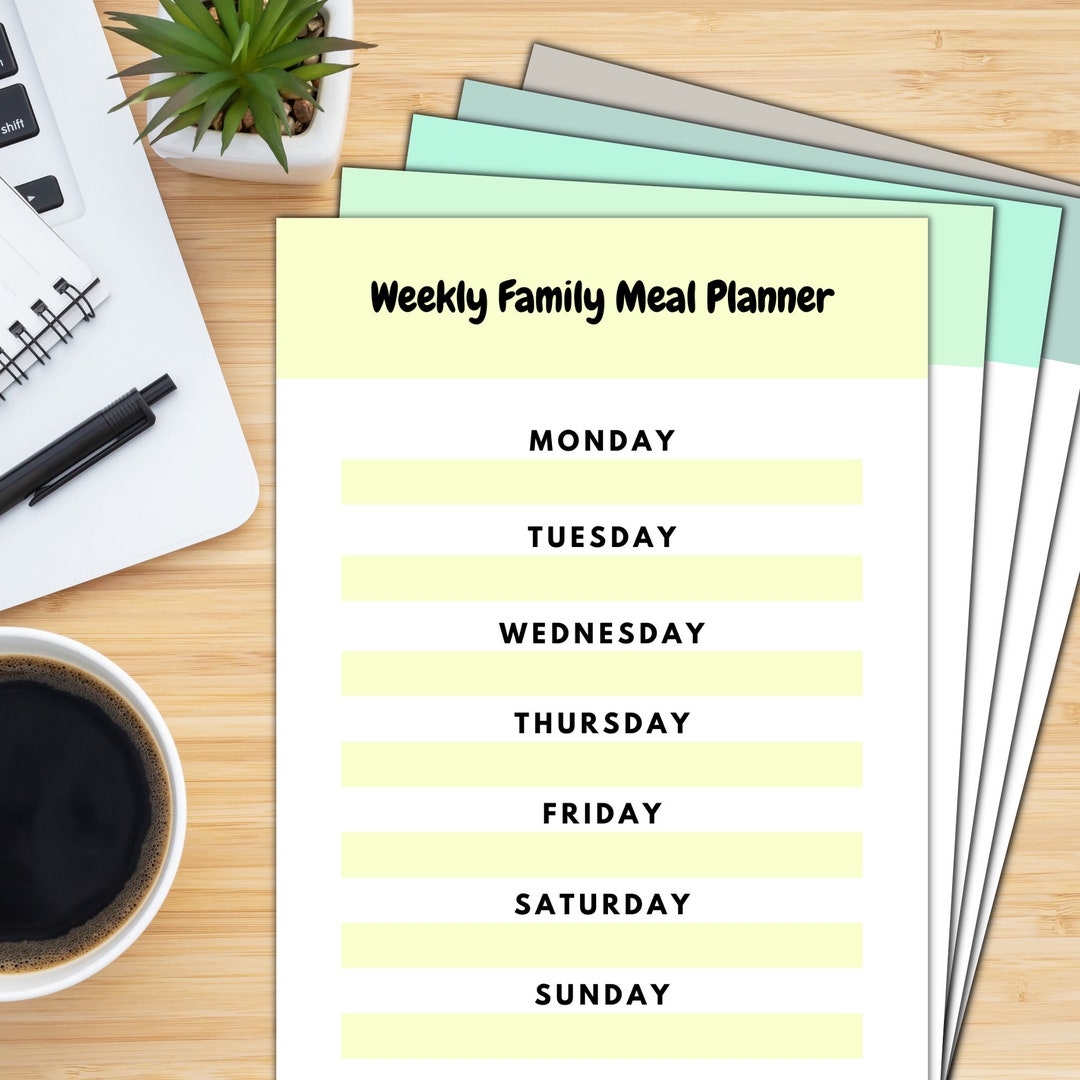 Simple Family Meal Planner Printable Pack of 5 - Etsy