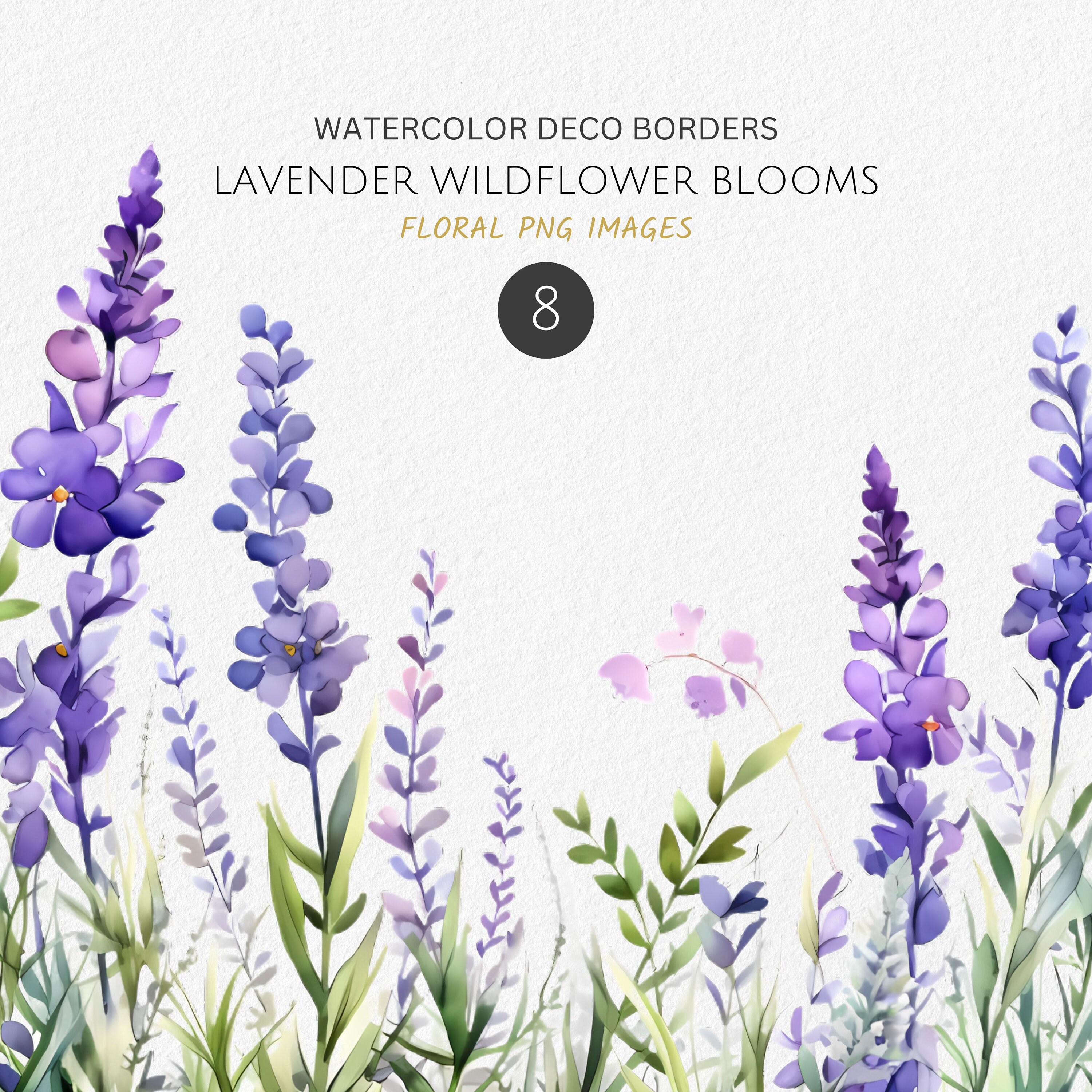 Lavender Wildflower Borders Clipart Bundle DIY Wedding Invites ...