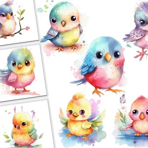 Watercolor Clipart Bundle - Adorable Cute Bird Graphics for Commercial Use