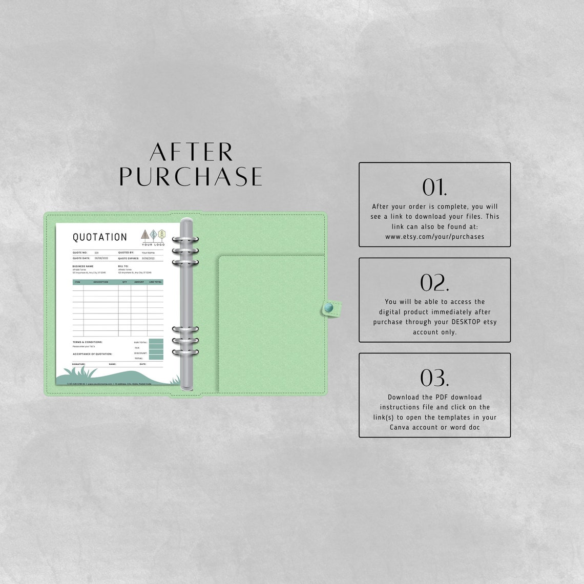 Landscape Printable Quotation Template, INSTANT DOWNLOAD, Contractor ...