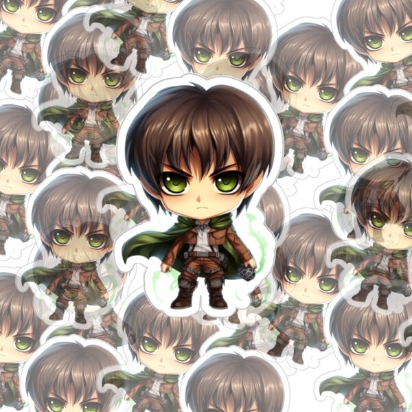 Eren Yeager, Anime Sticker, Attack on Titan, Shingeki no Kyojin, Eren Sticker, Chibi Eren, Kawaii Stickers