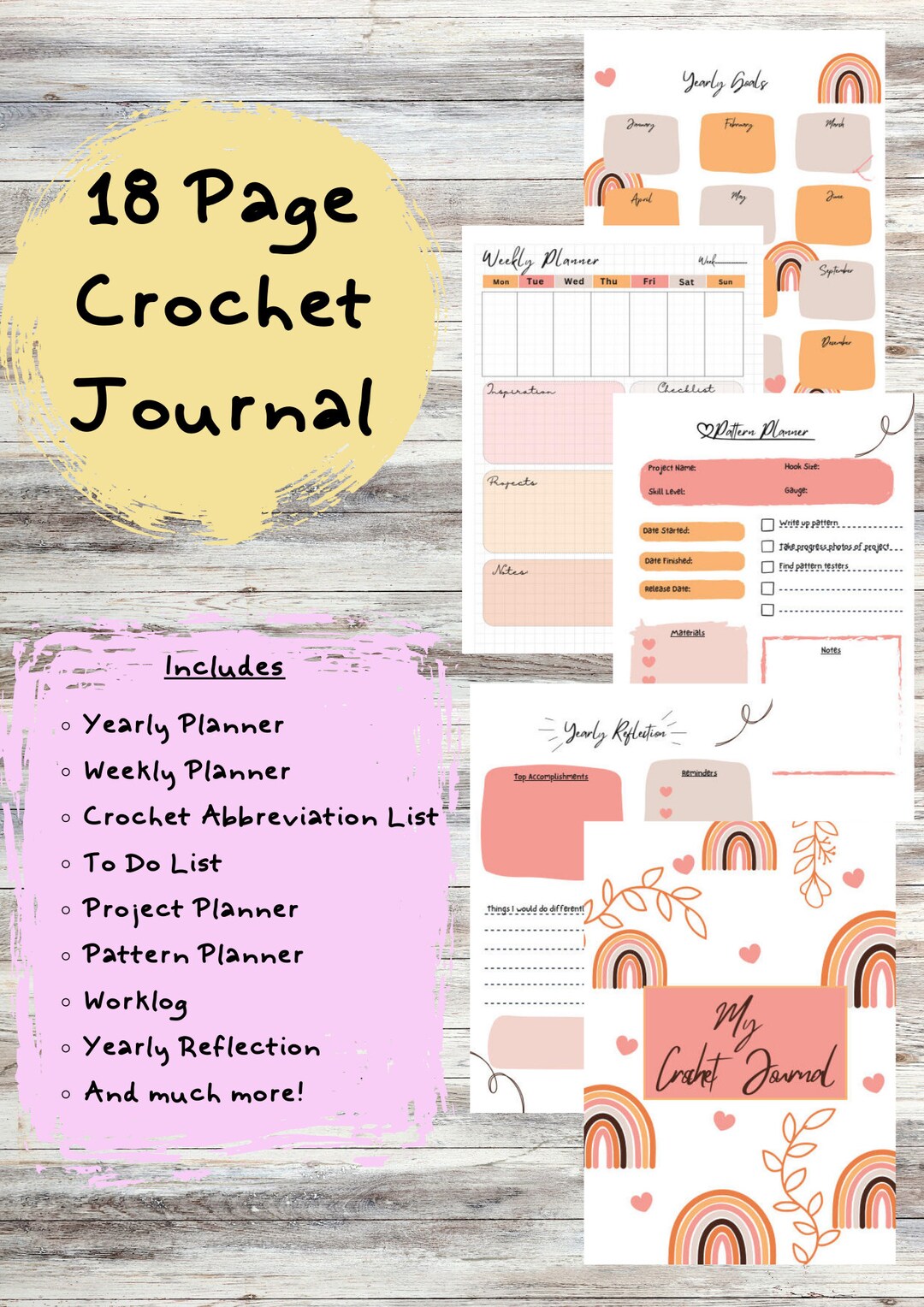 Boho Crochet Journal Instant Download, Printable Crochet Journal ...