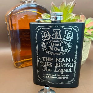 Dad the Man Laser Engraved 8oz. Stainless Steel Flask
