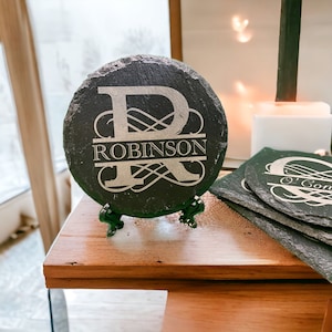 4&quot; Personalized Engraved Slate Rock Coasters