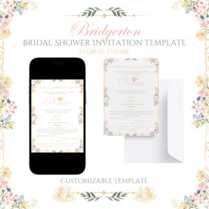 Bridgerton-Themed Bridal Shower Invitation | Printable & Editable | Regency-Style Invitation for Bridal Parties | Floral-Themed