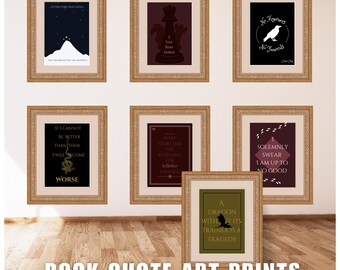 Set of 7 Book Art Prints | 4 Sizes | 2 Color Schemes | Printable Literary Wall Decor | Book Lover Gift | Minimalistic Style | Booktok Quotes