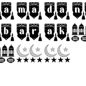 Ramadan Mubarak Banner Pack Black and White