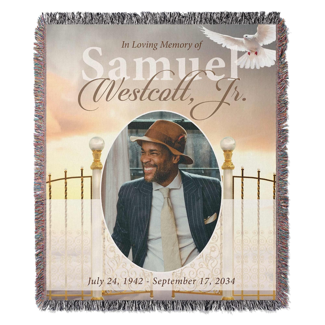 Gates of Heaven Fringed Memorial Blanket, Memorial Blanket Personalized