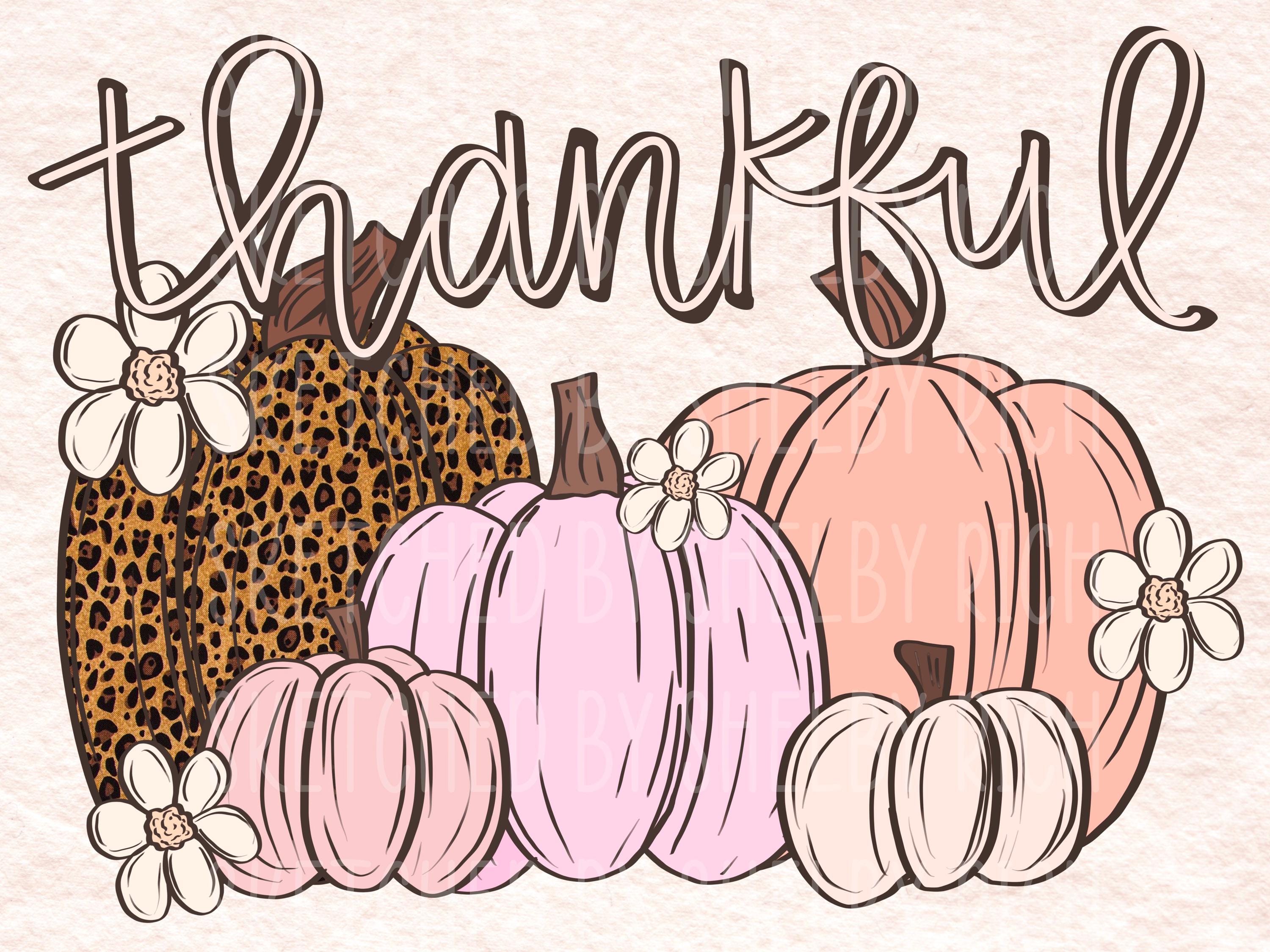 Trendy Pumpkins and Flowers Vintage Retro Thankful Thanksgiving Fall ...