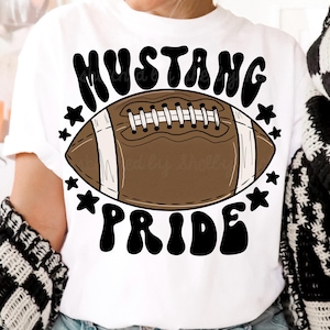 Mustangs mustang Pride School Spirit Football Team Mascot Spirit Wear Png sublimation shirt design retro groovy