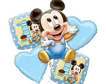 5PCS Mickey Mouse First 1st Foil Balloon Set Party Supplies Kids Birthday Decoration