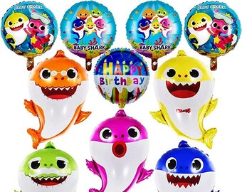 Baby Shark Foil Balloons Set Party Supplies Tableware Kids Birthday Decoration