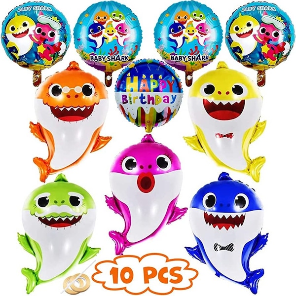 Baby Shark Foil Balloons Set Party Supplies Tableware Kids Birthday Decoration