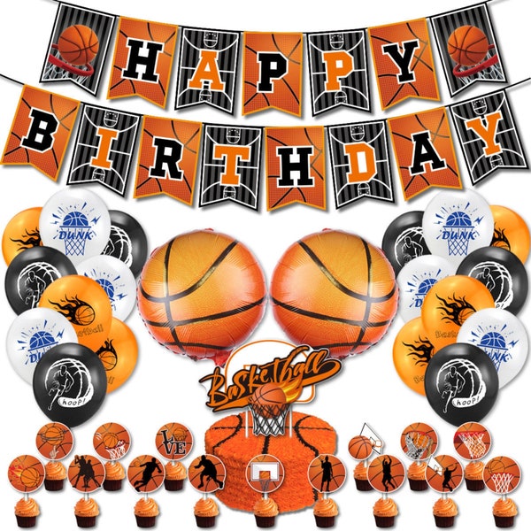 Basketball Party Set Party Supplies Sports Banner Toppers Balloons Kids Birthday Decoration