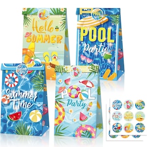 12PCS Pool Party Paper Lolly Loot Party Bag Summer Party Birthday Favour