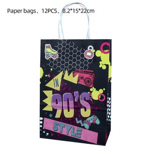 12PCS 90's Paper Lolly Loot Bag Party Supplies Back To 90's Adults Birthday Decoration
