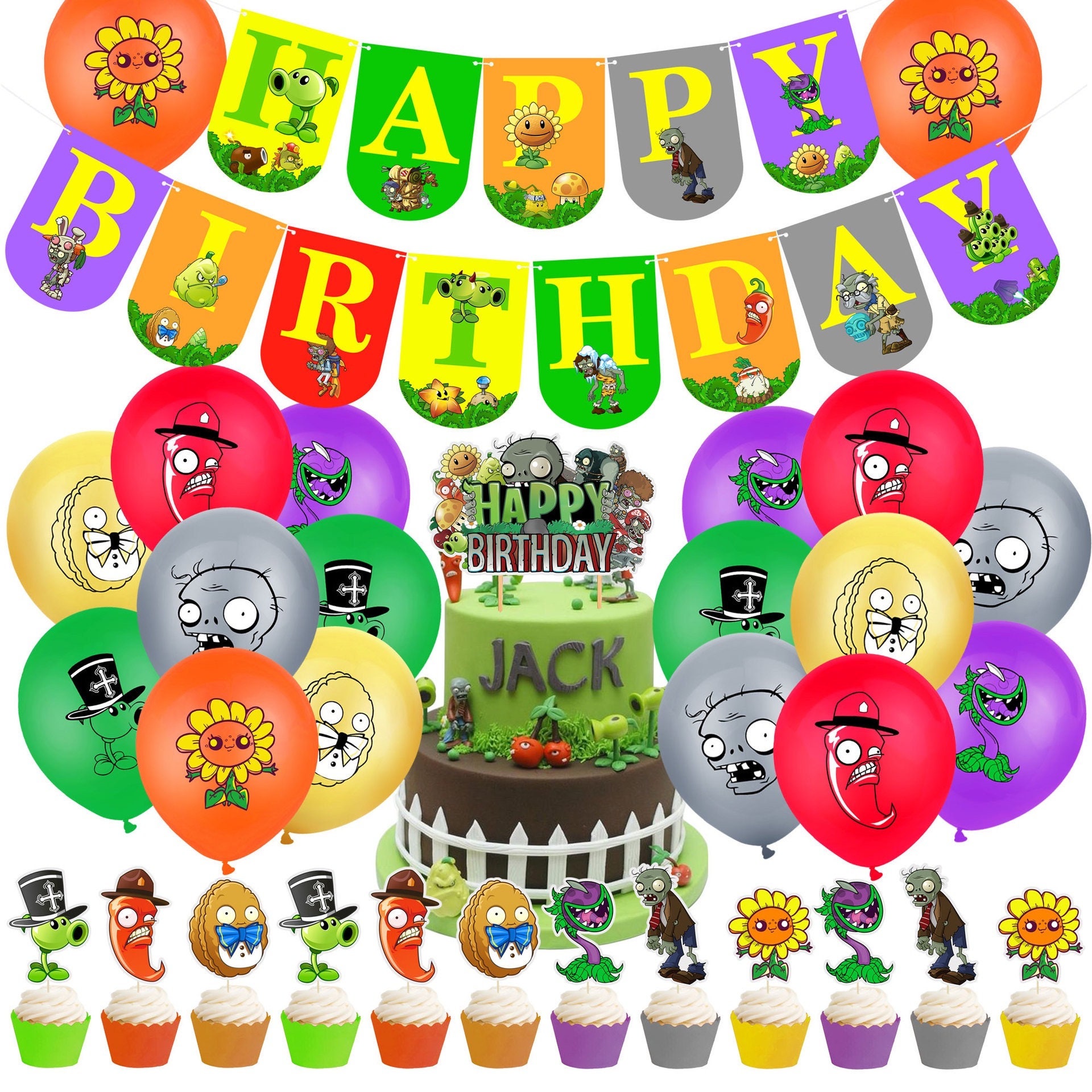 Plants VS Zombies Game Party Set Party Supplies Birthday Decoration - Etsy
