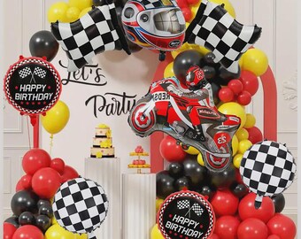 Racing Motorcycle Rider Balloon Arch Garland Kit Birthday Party Decoration