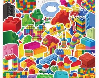 100PCS Building Blocks Stickers Collection Kids Birthday Decoration