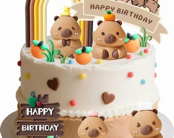 16pcs Capybara Cake Topper Set Party Supplies Birthday Decoration