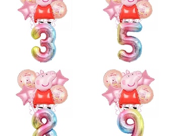 Peppa Pig Balloons Set With Numbers Party Supplies Kid Birthday Decoration