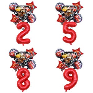 Cars Balloons Set With Numbers Party Supplies Kid Birthday Decoration
