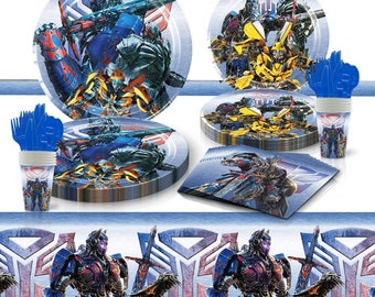 Transformers Tableware Party Supplies Plates Napkins Balloons Kids Birthday Decoration