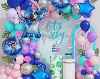 Stitch Pink Blue Purple Balloon Arch Garland Kit Birthday Party Decoration