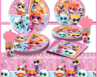 Super Kitties Cat Tableware Party Supplies Kids Birthday Decoration