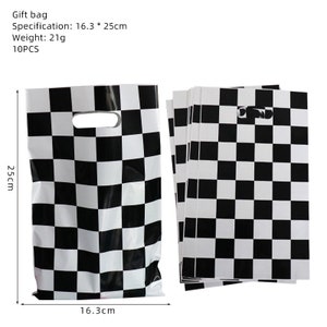 10PCS Racing Car Lolly Loot Bag Party Supplies Black White Kids Birthday Decoration