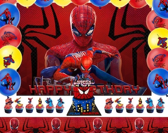 Spiderman Theme Party Set Party Supplies Banner Toppers Balloons Tablecloth Birthday Decoration