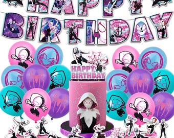 Spider Girl Gwen Party Set Party Supplies Spiderman Superhero Girls Birthday Decoration