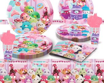 Squishie Tableware Party Supplies Plates Balloons Kids Birthday Decoration