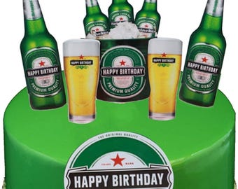 6PCS Beer Cake Topper Party Supplies Drink Beer Theme Birthday Cartoon Decoration
