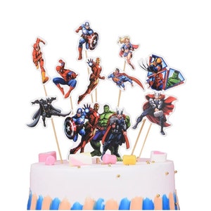 10PCS Avengers Cake Topper Party Supplies Superhero Kids Birthday Decoration