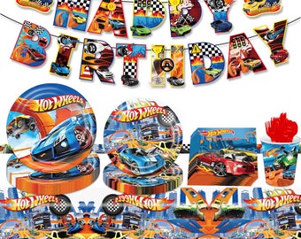 Hot Wheels Tableware Party Supplies Racing Car Kids Children Birthday Decoration