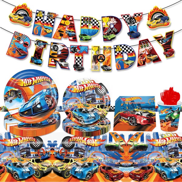 Hot Wheels Tableware Party Supplies Racing Car Kids Children Birthday Decoration