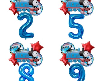 Thomas Balloons Set With Numbers Party Supplies Kid Birthday Decoration