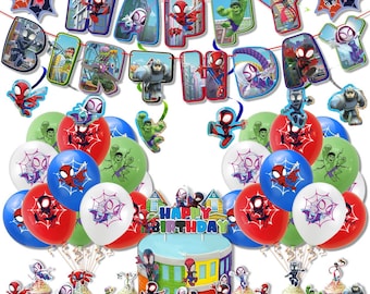 Spiderman And His Amazing Friends Party Set Party Supplies Banner Toppers Balloons Kids Birthday Decoration