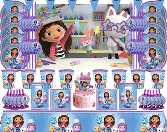 Gabby Cat Tableware Party Supplies Banner Plates Napkins Cups Kids Girls Birthday Decoration