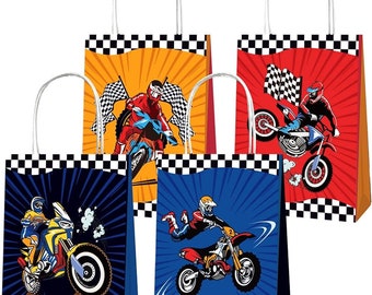 12PCS Motorcycle Paper Loot Lolly Gift Bag Kids Party Birthday Favour