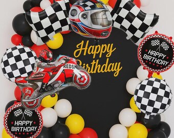 Racing Motorcycle Rider Balloon Arch Garland Kit Birthday Party Decoration