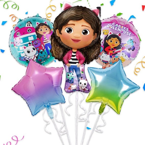 5pcs Gabby Cat Foil Balloon Set Party Supplies Girls Birthday Decoration