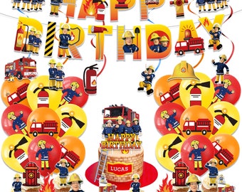 Fireman Sam Party Set Party Supplies Banner Balloon Topper Kids Birthday Decoration