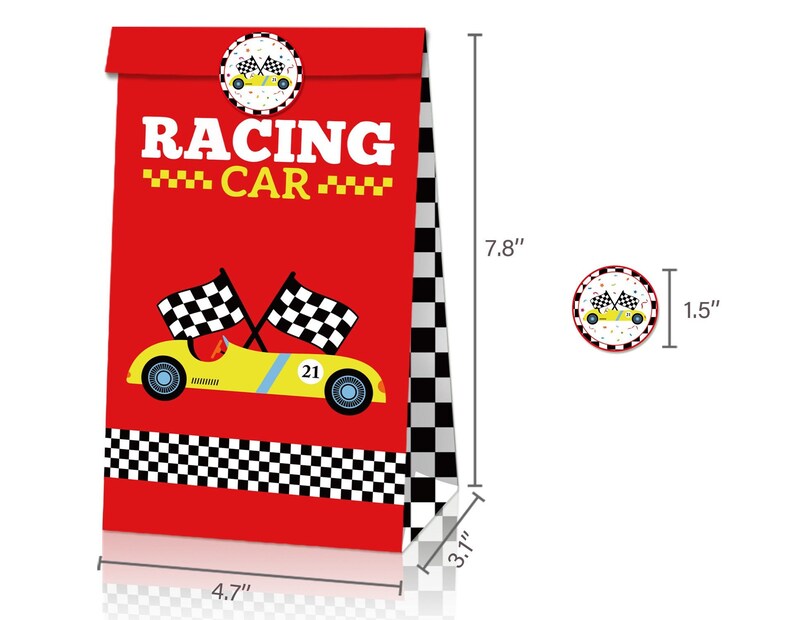 Tote Racing Paper 12PCS Racing Car Paper Lolly Loot Gift Bags Stickers Kids Birthday ...