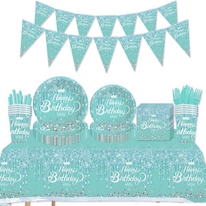 Tiffany Blue Diamond Tableware Party Supplies Birthday Disposable Decoration