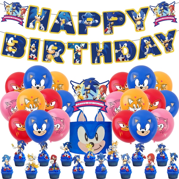 Sonic Party Set Party Supplies Banner Toppers Balloons Birthday Decoration