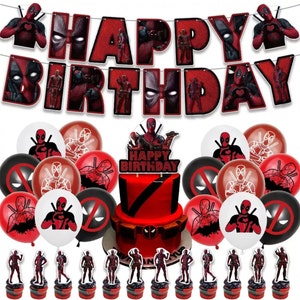 Deadpool Party Set Party Supplies Banner Toppers Balloons Birthday Decoration