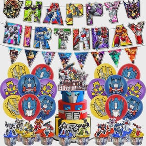 Transformers Party Set Party Supplies Banner Balloons Toppers Birthday Decoration