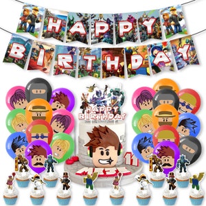 Roblox Party Set Party Supplies Banner Toppers Balloons Gaming Birthday Decoration